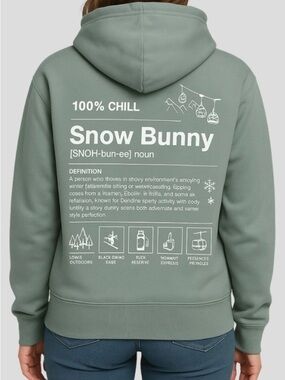 Viral Oversized 100% Chill Snow Bunny Hoodie Sage Green Size XXS NWT